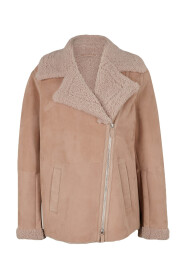 Bikerjacke aus Lammfell mit breitem Revers