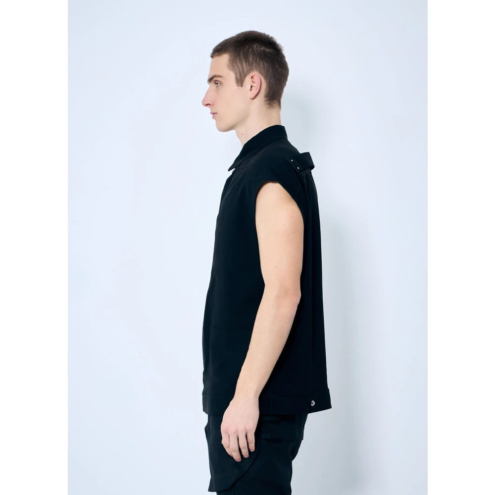 Rick Owens Mouwloos Overshirt met Zakken met Rits Black Heren