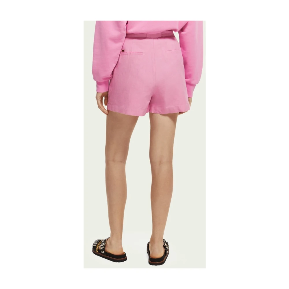 Scotch & Soda Shorts met hoge taille en riem Pink Dames