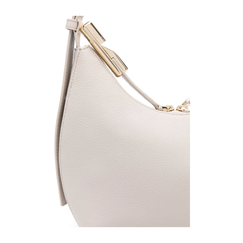 Furla Beige Leren Handtas met Korrelige Textuur White Dames