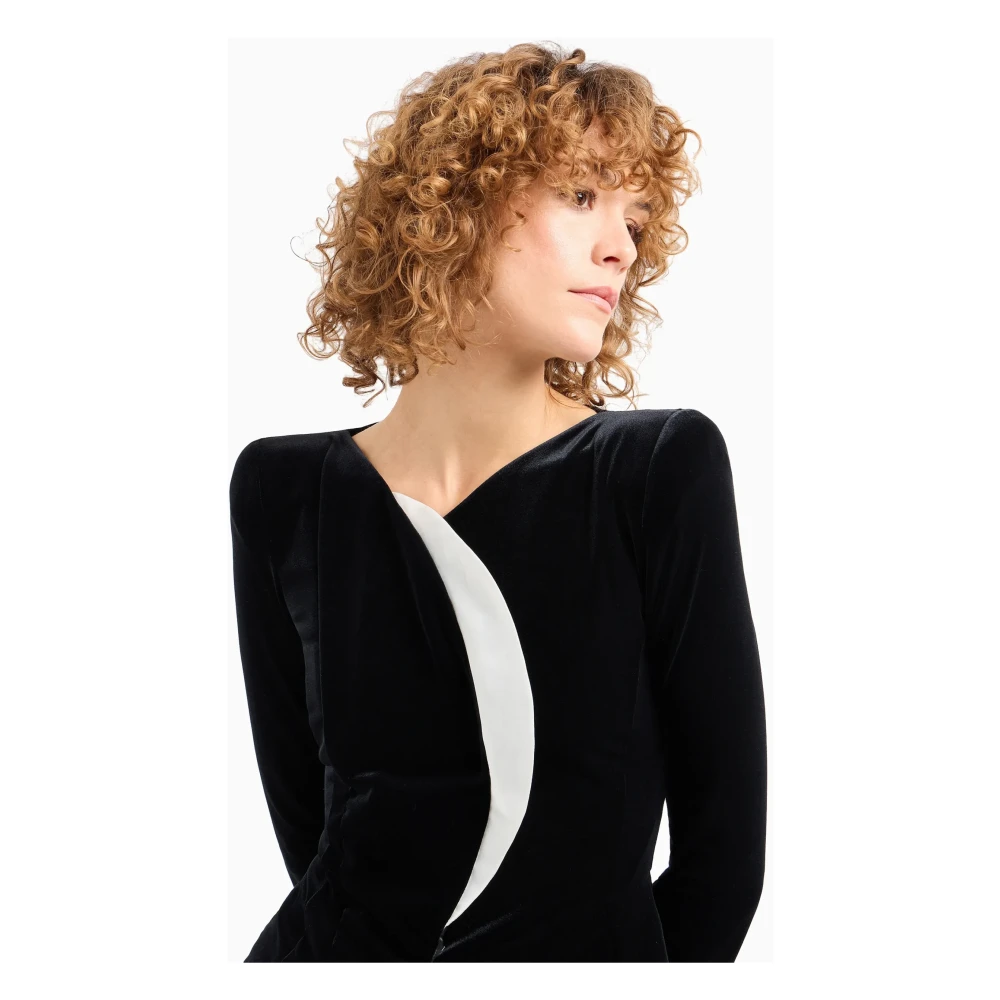 Emporio Armani Zwarte fluwelen jas met maan design accent Black Dames