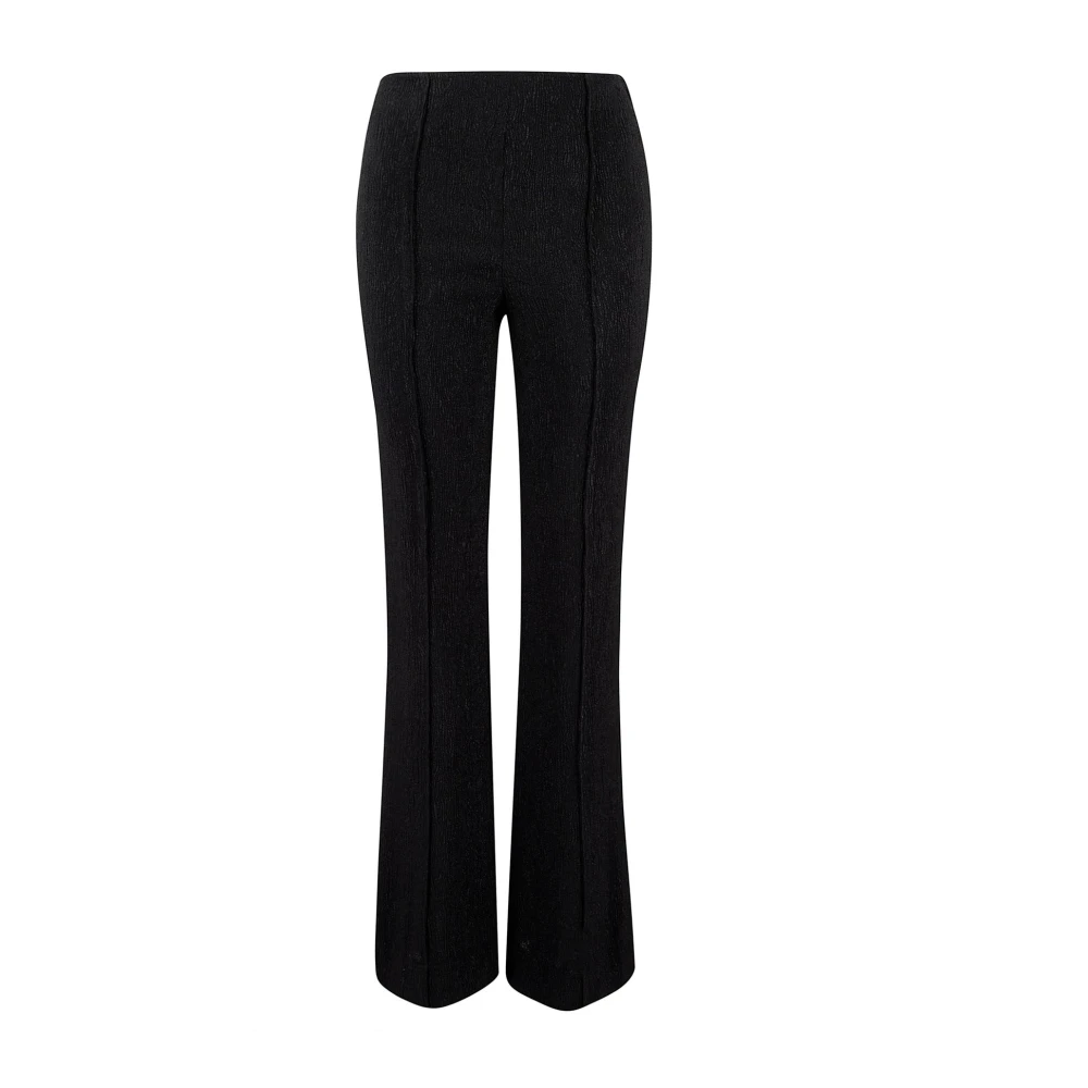 Ganni Wijde Crepe Broek Black Dames