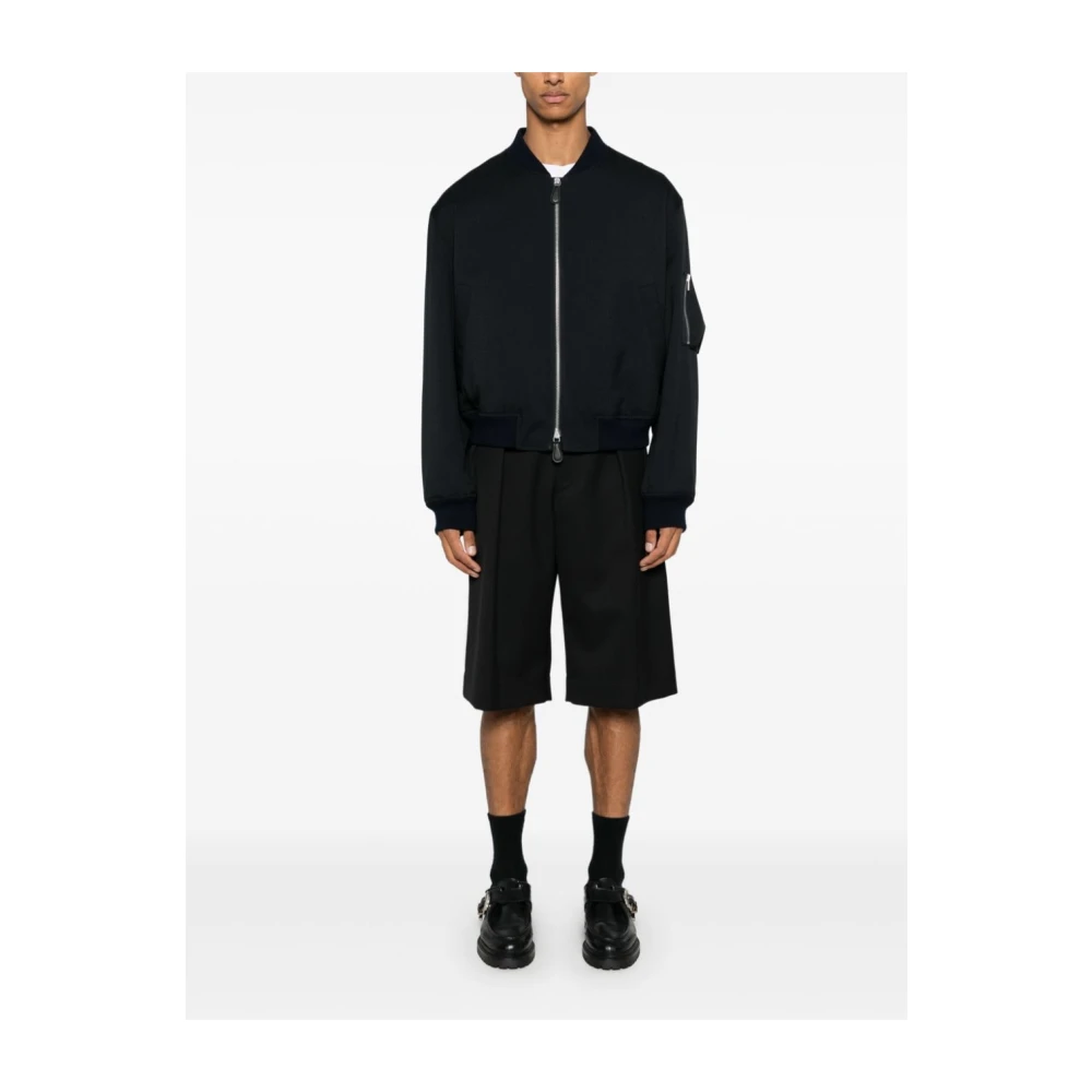 Jil Sander Blauwe Gewatteerde Jas met Ritssluiting Blue Heren