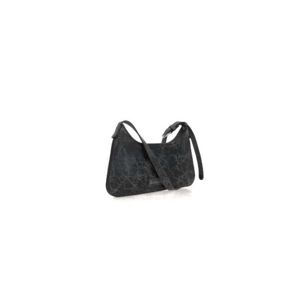 Acne Studios Zwarte Leren Crossbody Tas met Zilveren Hardware Black Dames