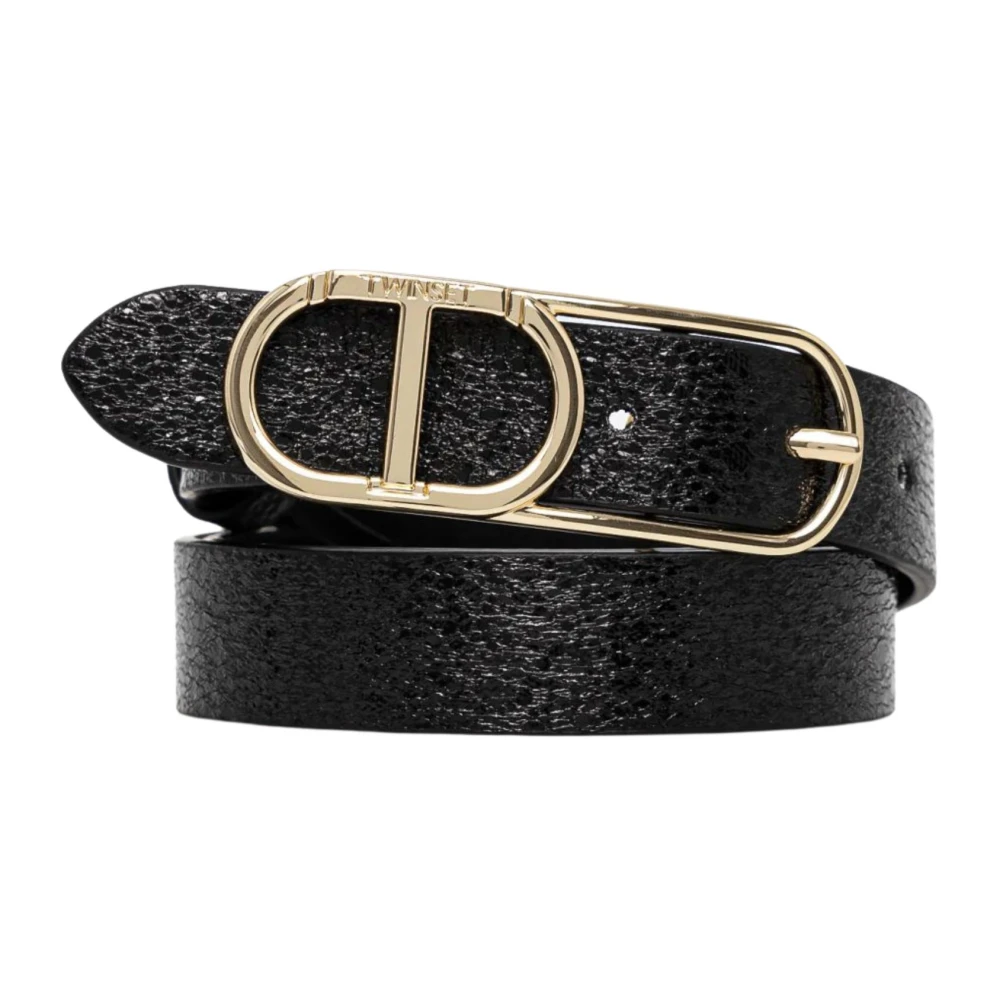 Twinset Zwart Leren Ovaal Riem Black Dames