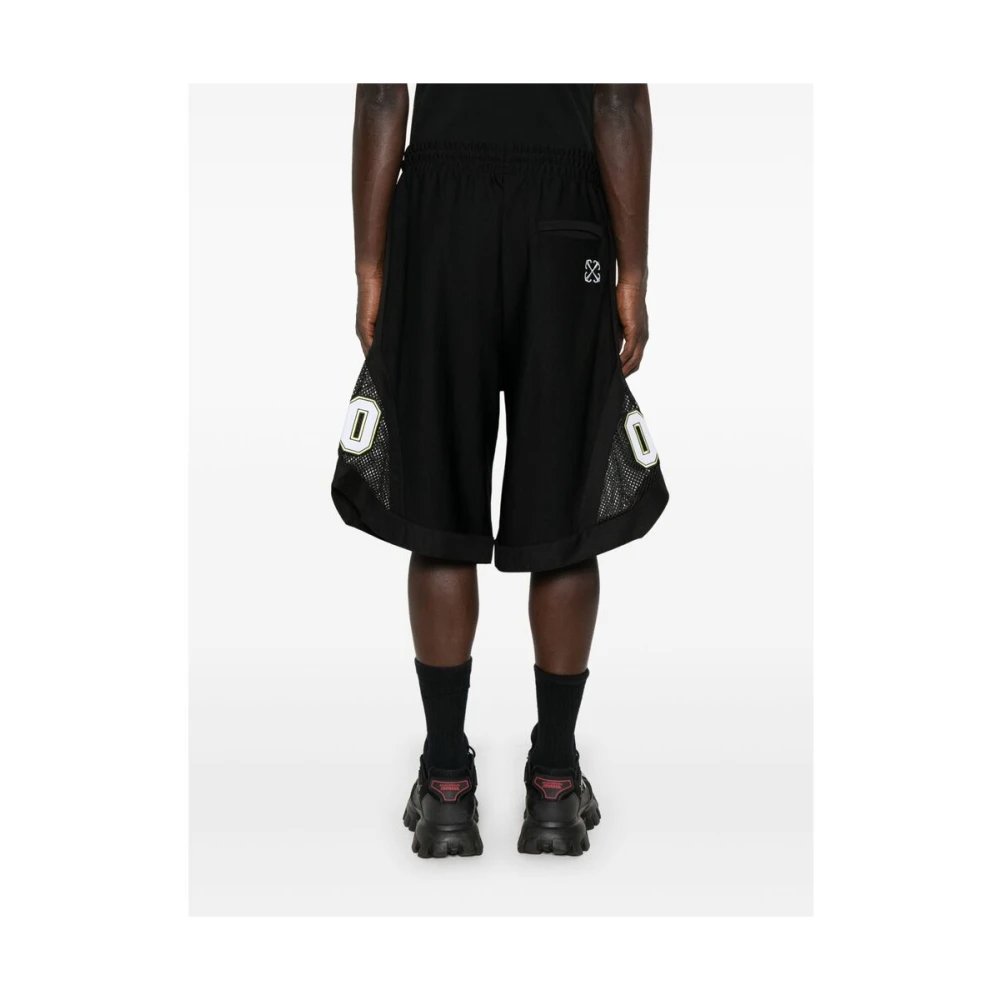 Off White Shorts met elastische trekkoord tailleband en zakken Black Heren