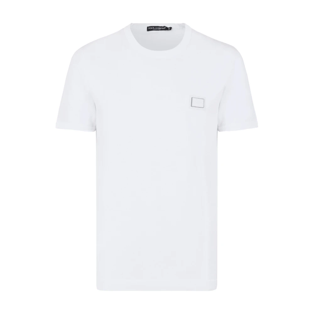 Dolce & Gabbana White Cotton Logo Patch T-Shirt - Male - T-Shirts - White - L - Tops