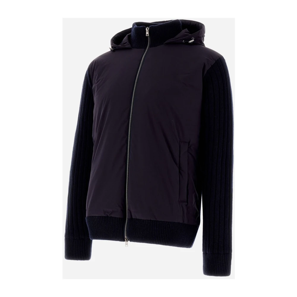 Herno Infinity Wool Rib Cardigan Light Nylon Black Heren