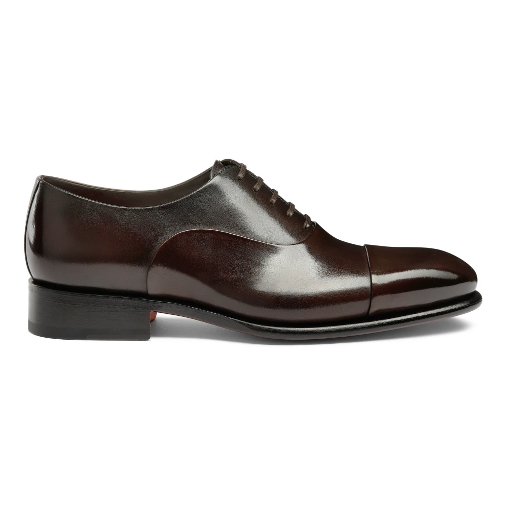 Santoni Men's Brown Leather Oxford Lace-Up - Dress Shoes - 11 Uk - Shoes