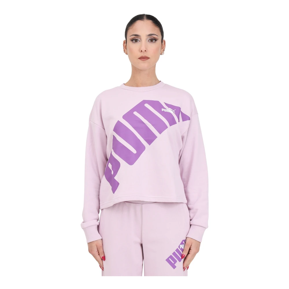 Puma Roze Power Crew Logo Sweater Pink Dames