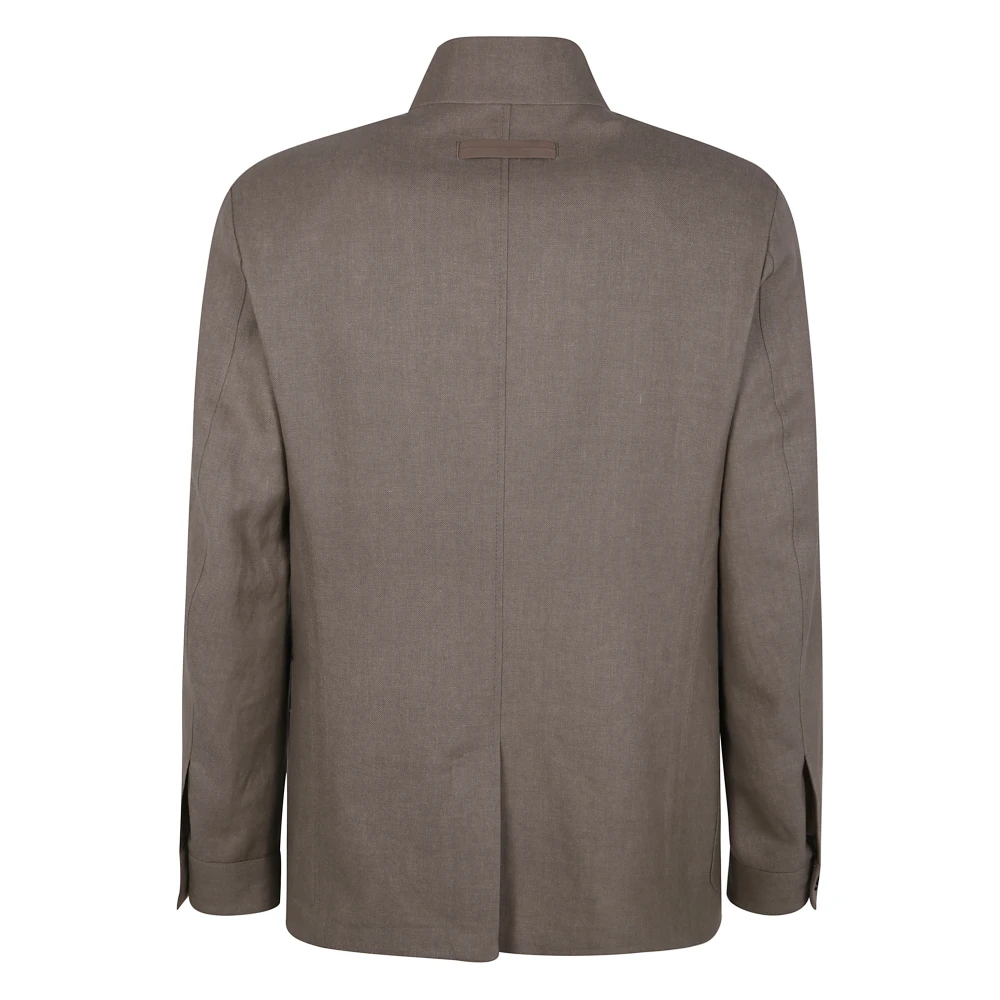 Ermenegildo Zegna Linnen Wol Werkjas Brown Heren