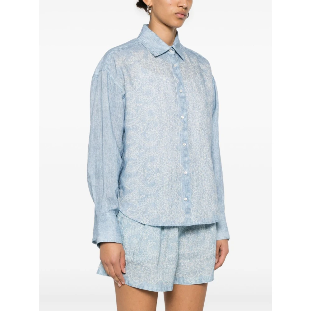 Ermanno Scervino Blauw Overhemd met Drukknopen Blue Dames