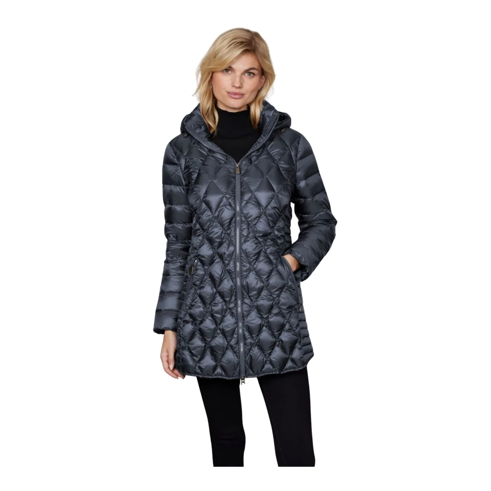 Junge Vrouw Blauw Jassen Dames, M, Nylon, Diamantquilt Lichtgewicht Donsjack