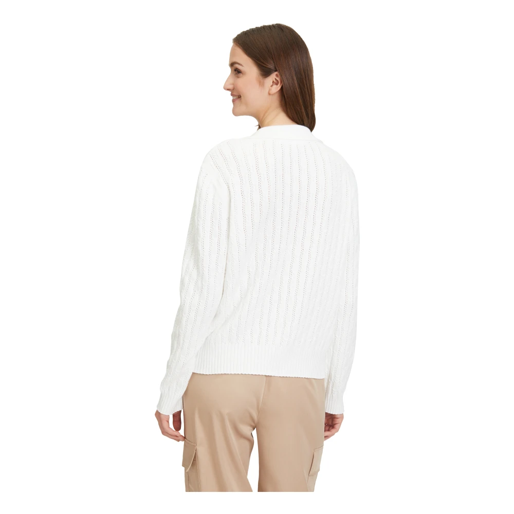 Betty & Co Gebreide Trui met Kraag White Dames