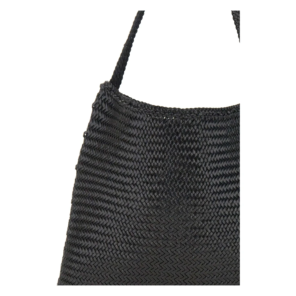Dragon Diffusion Zwarte leren schoudertas met geweven textuur Black Dames