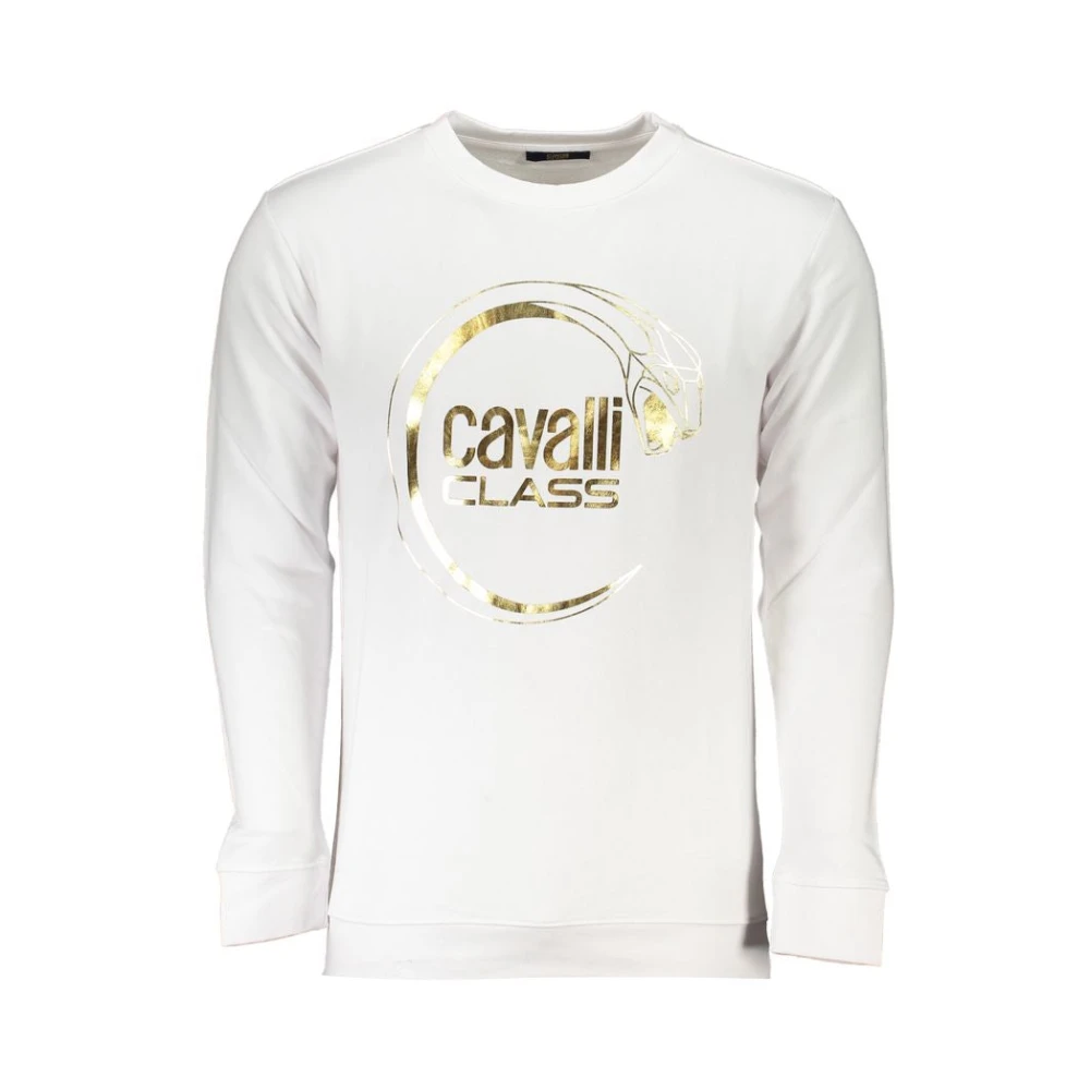 Cavalli Class Gedrukte Ronde Hals Sweater White Heren