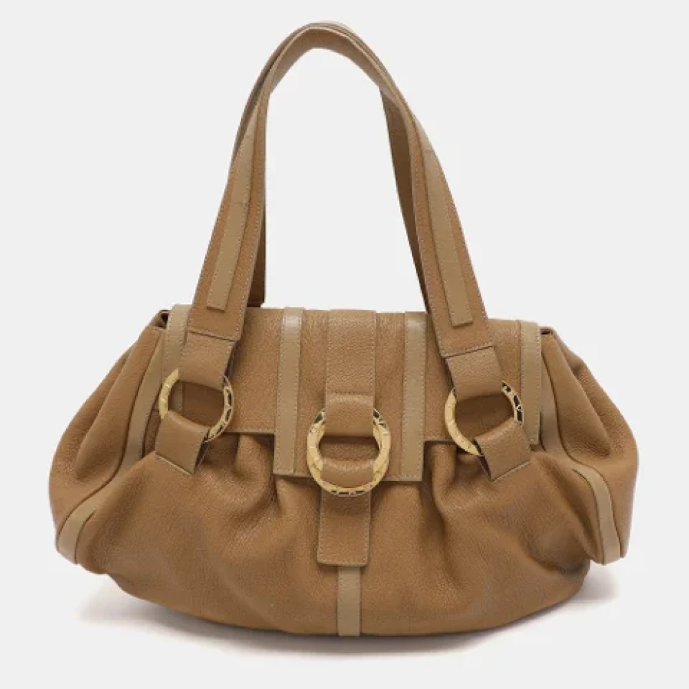 Bvlgari Vintage Pre-owned Leather shoulder-bags Beige Dames