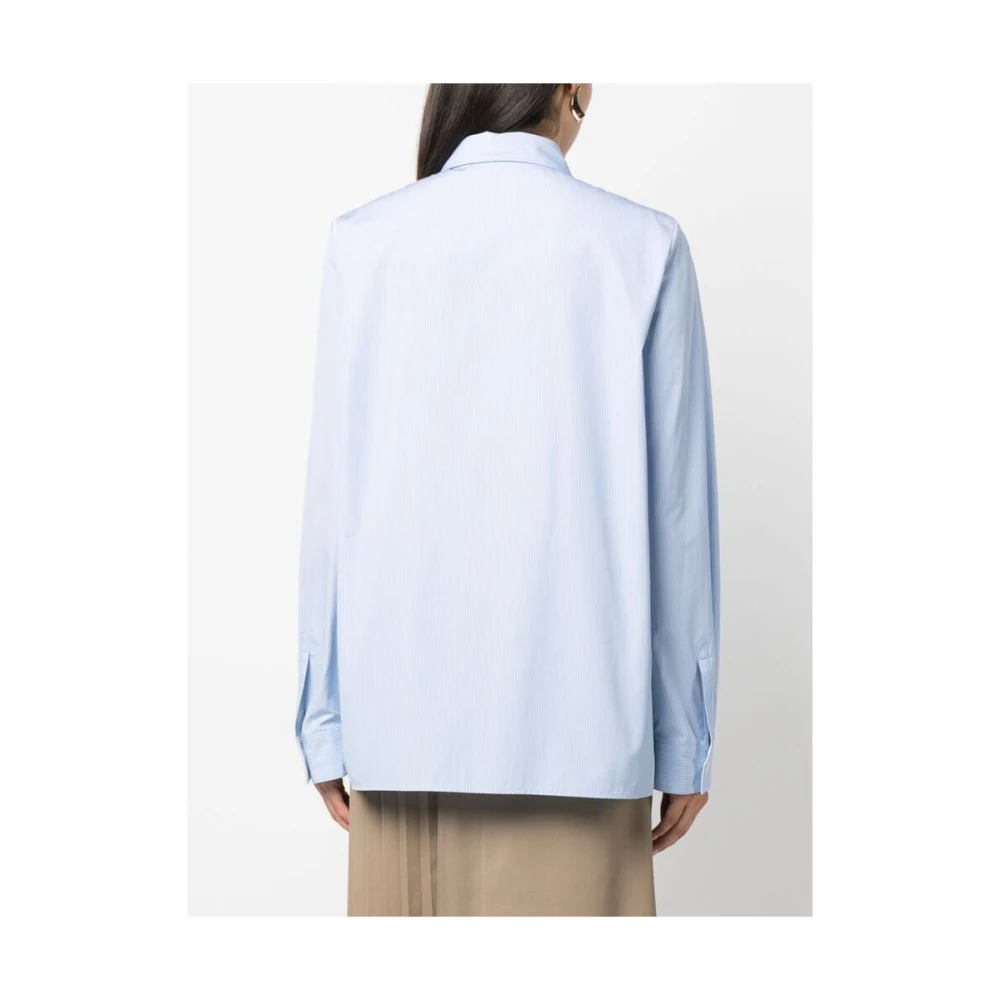 Jil Sander Gestreept katoenen overhemd Blue Dames