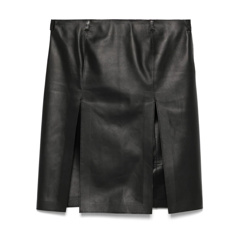 The Attico Zwarte Leren Rok Elegante Stijl Black Dames