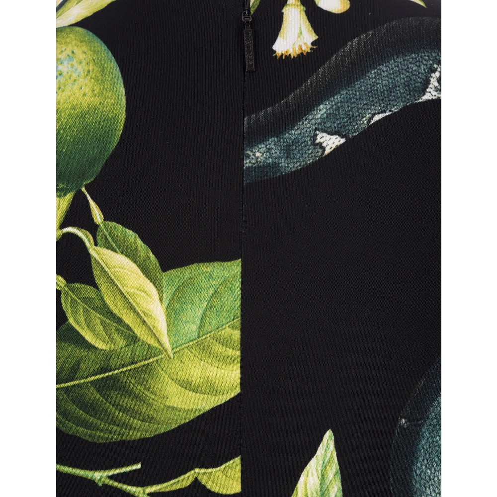 Roberto Cavalli Zwarte lange jurk met citroen- en slangenprint Black Dames