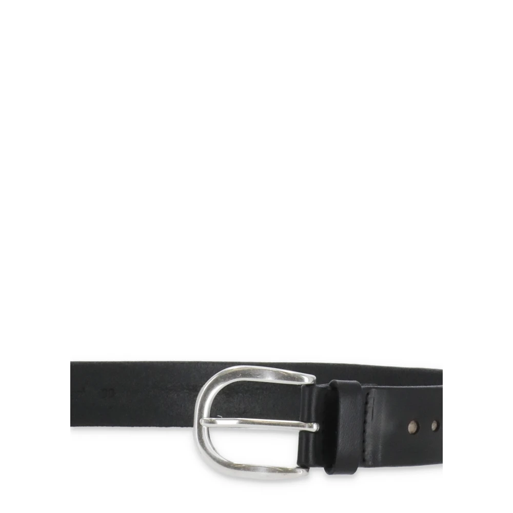 Orciani Zwarte leren riem met stoffen details Black Heren