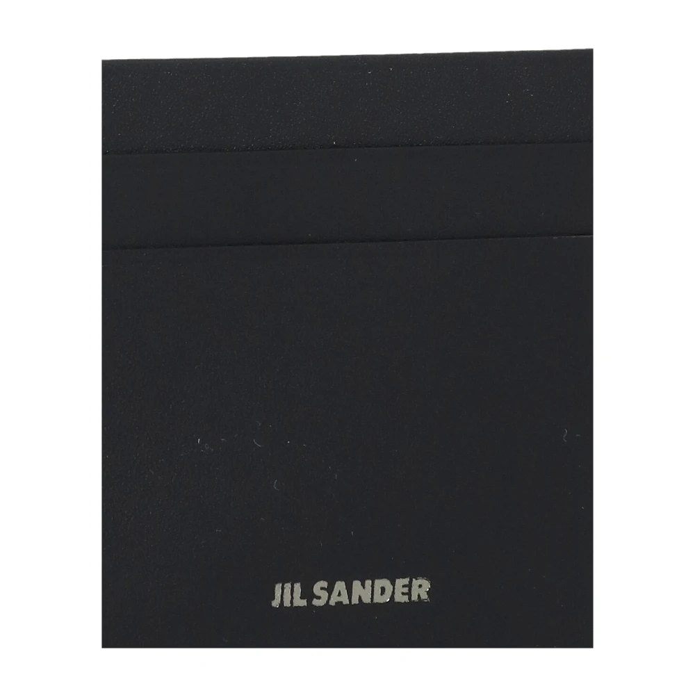 Jil Sander Zwarte Leren Kaarthouder Portemonnee Black Heren