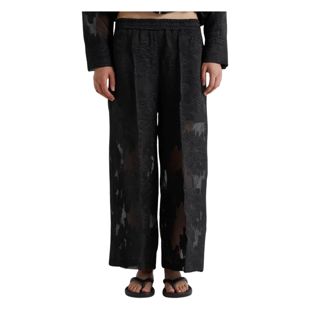Meimeij Women's Black Wide Trousers, Xl, Lace Trousers M6er04