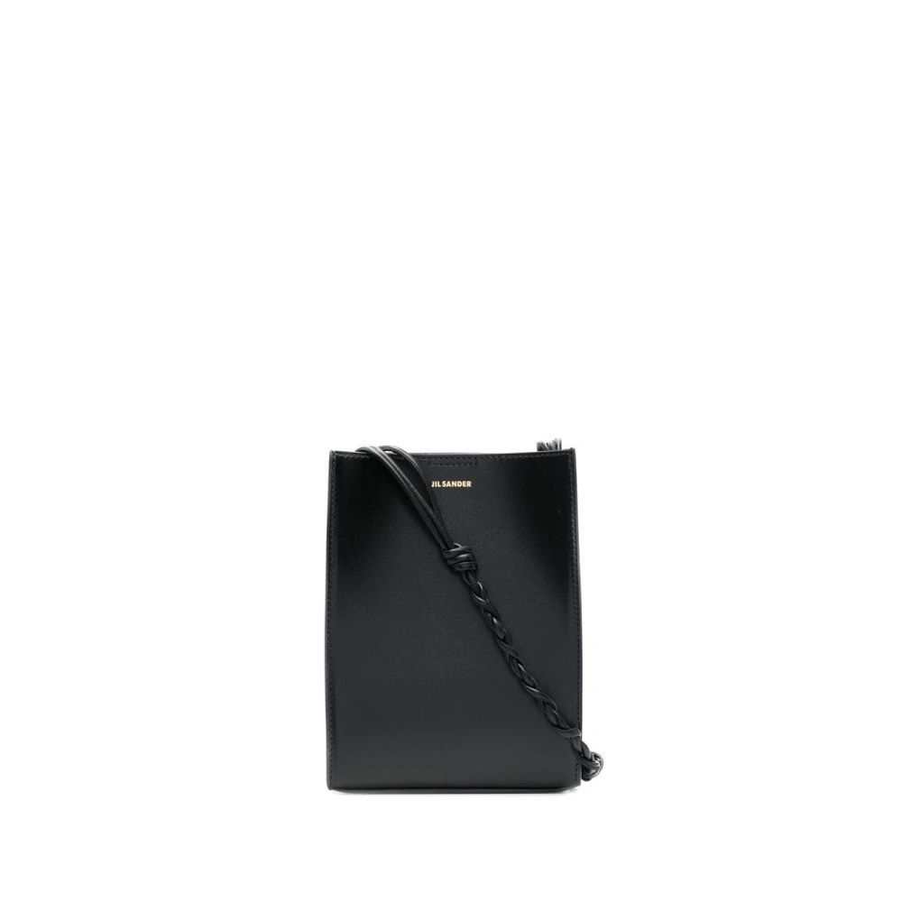 Jil Sander Zwarte leren crossbody tas met logoprint Black Dames