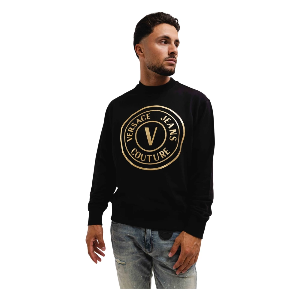 Versace Jeans Couture V-Emblem Sweater Zwart Goud Heren Black Heren