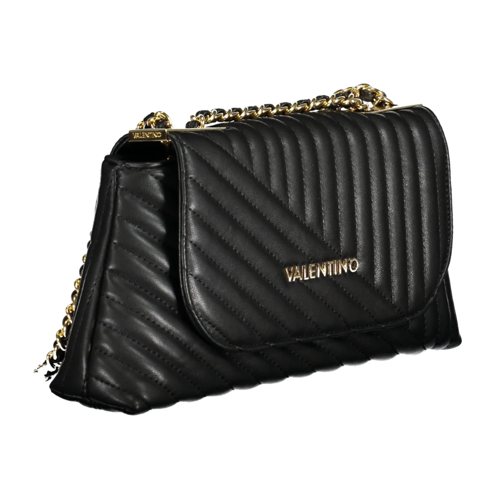 Valentino by Mario Valentino Zwarte Crossbody Tas met Ketting en Rits Black Dames
