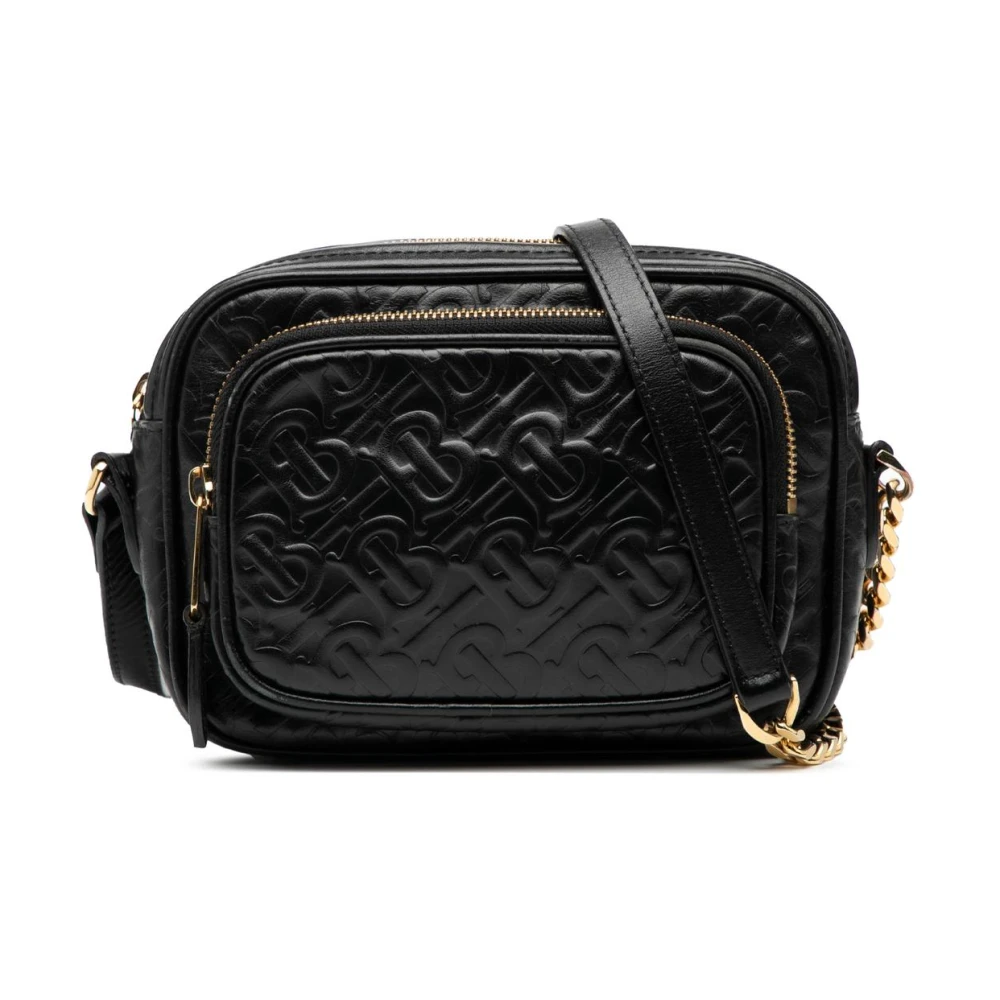 Burberry Vintage Women's Black Vintage Cross Body Bags, One Size, Pre-Owned Leather Embossed Pattern Bag