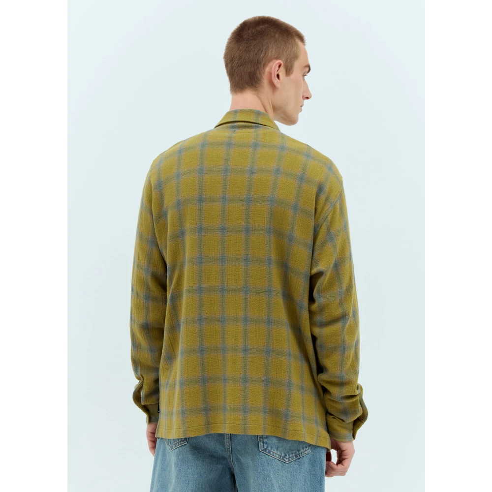 Stüssy Geruite Katoenen Shirt Rits Voorkant Green Heren