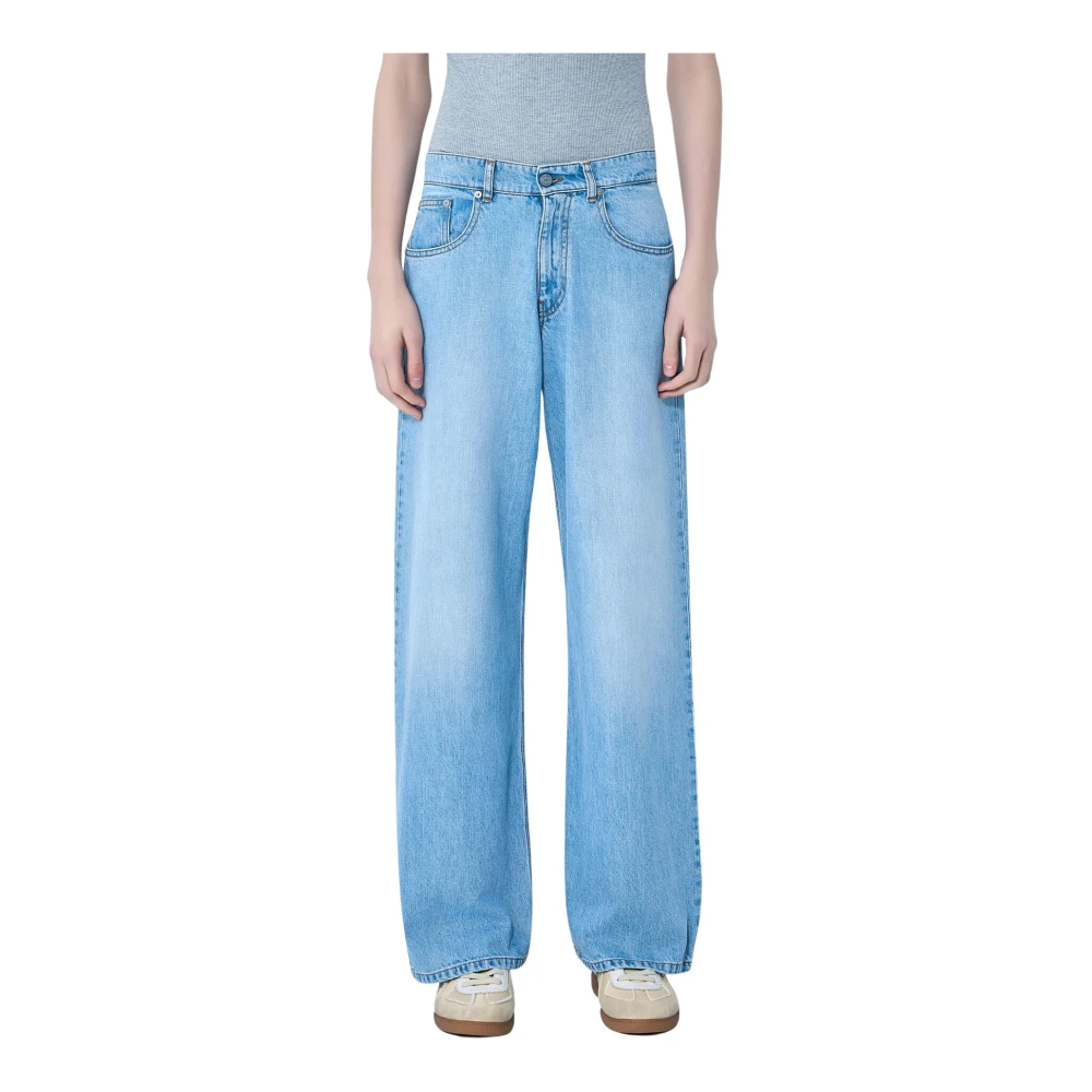 Erl Men's Blue Flared Wide-Leg Jeans