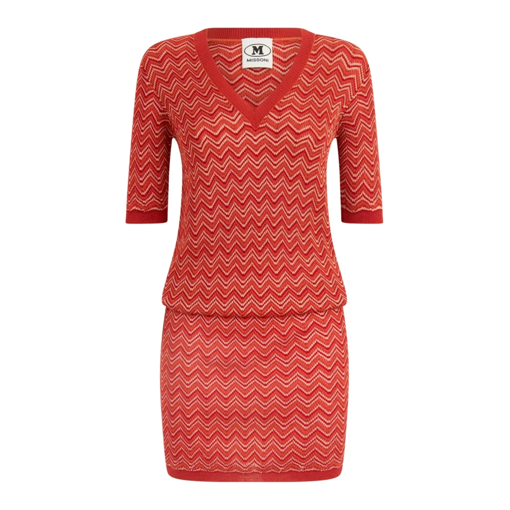 M Missoni Donna Multicolor - Abito Midi Rosso Con Scollo A V - Dresses - E -M