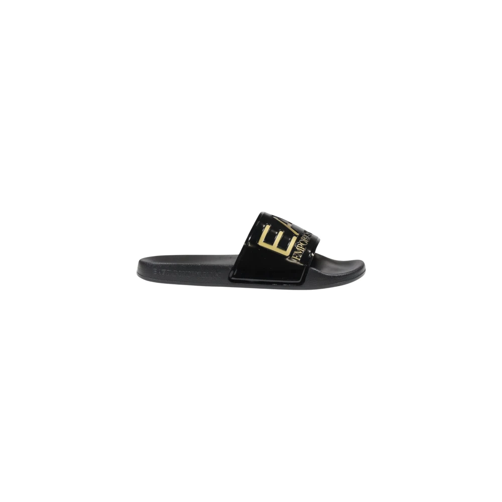 Emporio Armani Ea7 Men's Black Sliders, 3 Uk, Pvc Sliders For Casual Comfort