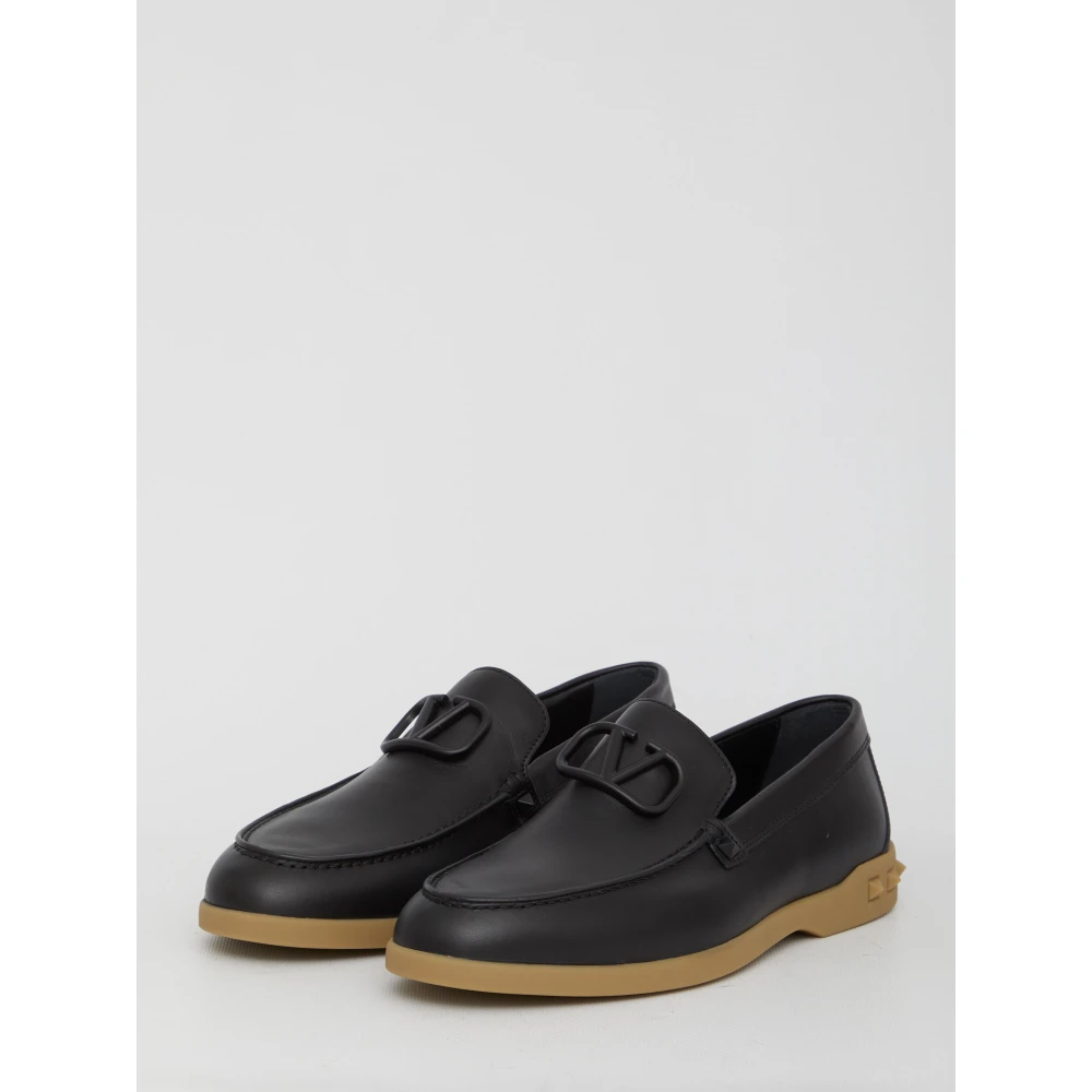 Valentino Garavani Zwarte Leren Loafer met VLogo Signature Black Heren