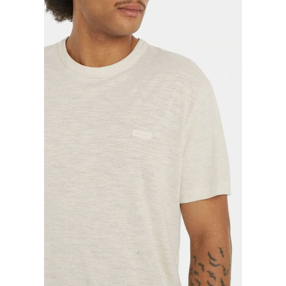Calvin Klein Katoen Linnen Heren T-Shirt Beige Heren