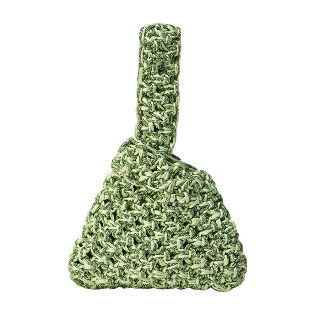Hibourama Satin Knoop Clutch Green Dames
