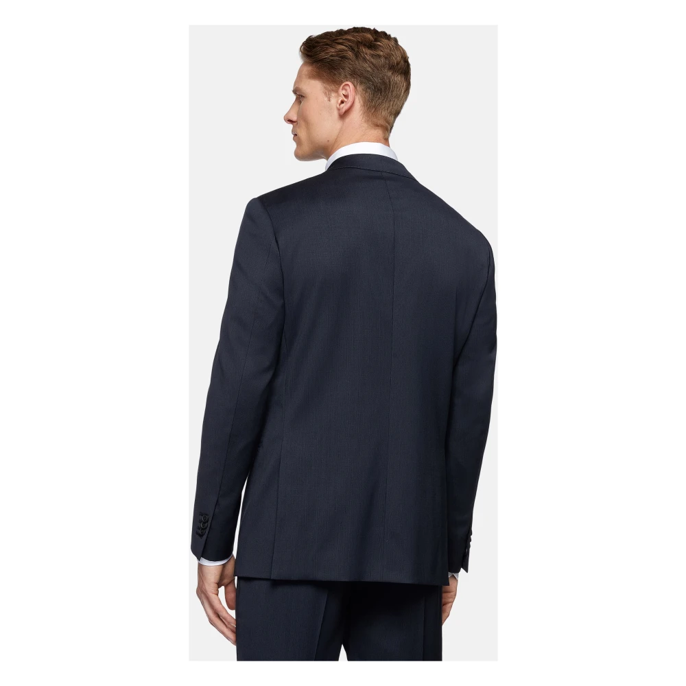 Boggi Milano Pinstripe Stretch Wol Pak Blue Heren
