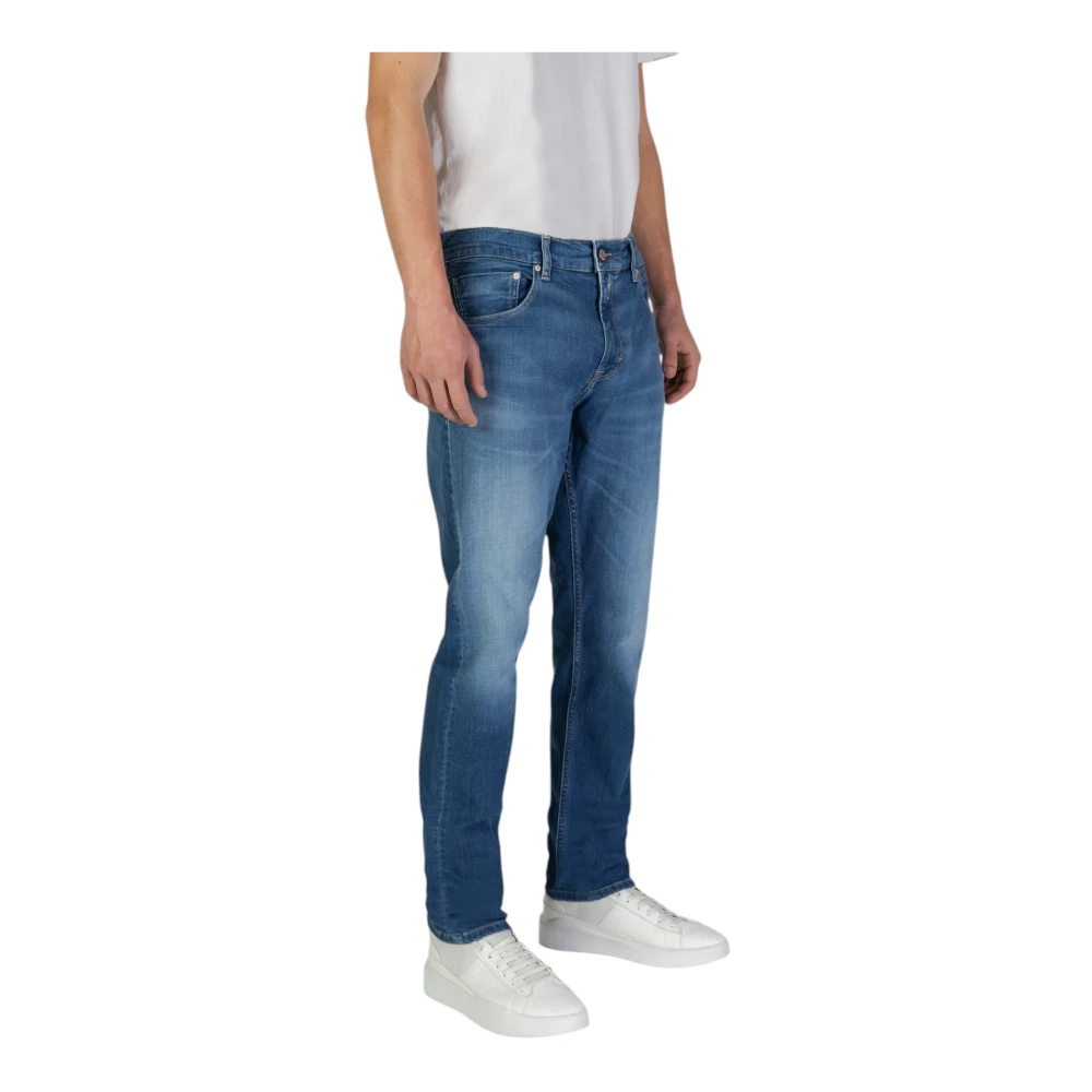 Replay Blauwe Straight-Leg Jeans met Ritssluiting Blue Heren