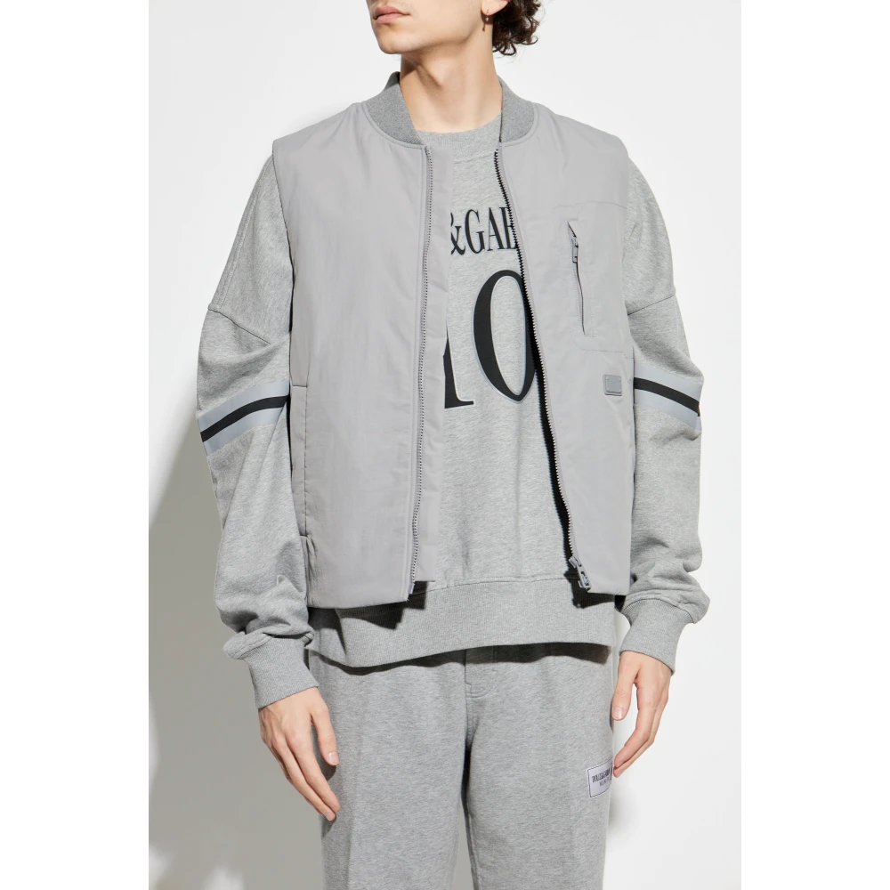 Dolce & Gabbana Gewatteerd vest met logo Gray Heren