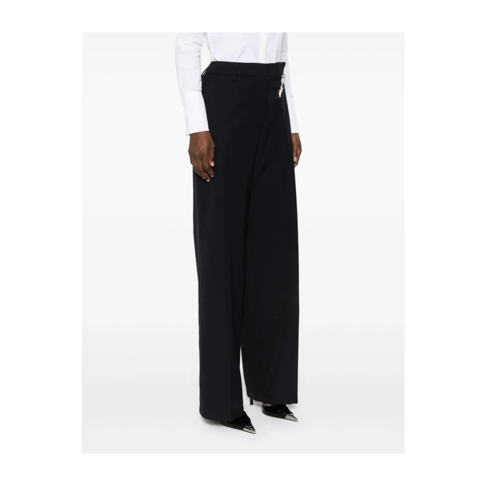 Prada Blauwe Wollen Broek Elegant Chic Broche Blue Dames