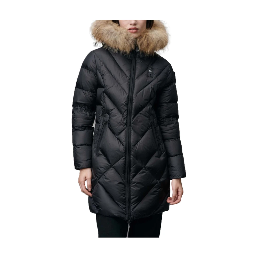 Blauer Multicolor Stijlvolle Jas voor Vrouwen Black Dames