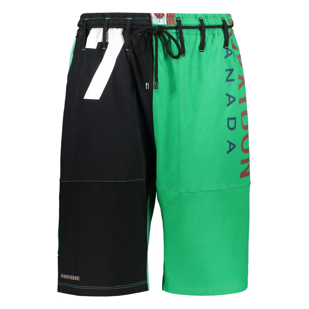Marine Serre Katoenen Bermuda Shorts met Zakken Green Heren