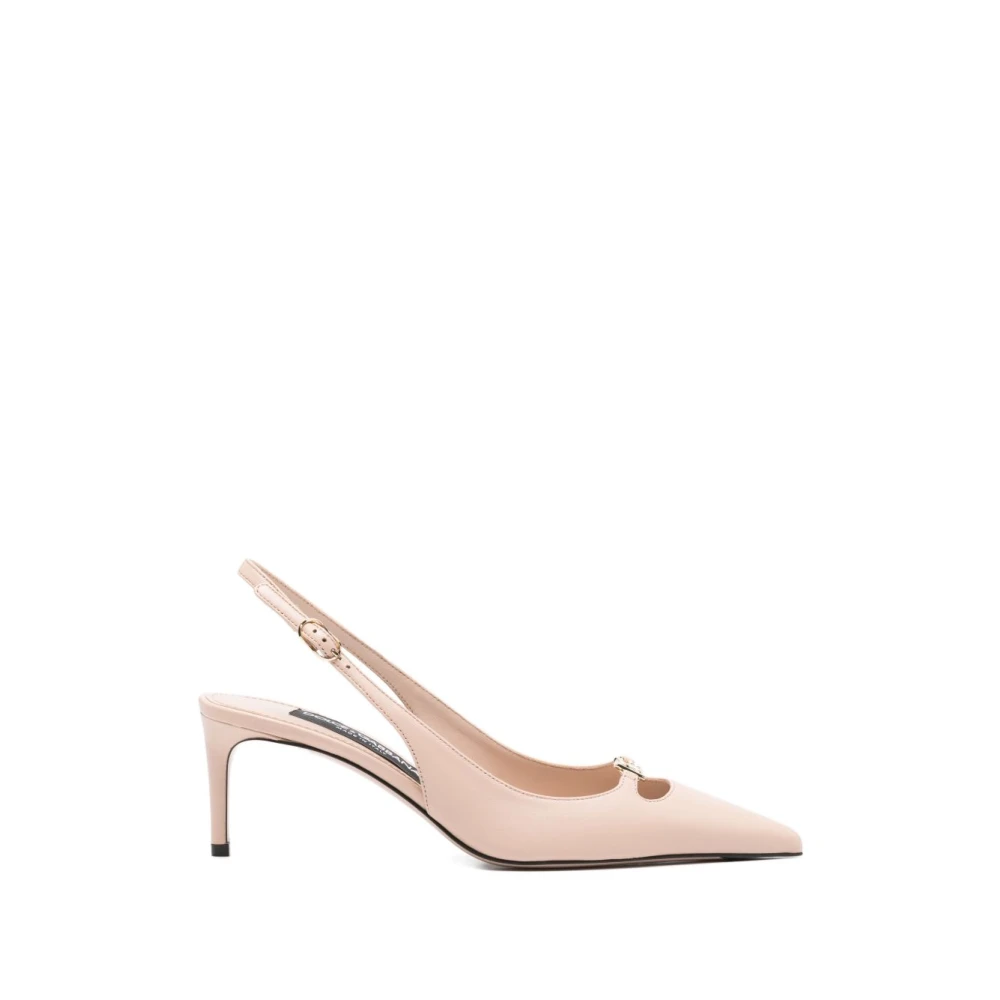 Dolce & Gabbana Silk-Effect Nappa Leather Slingback - Female - Pumps - Beige - 4 Uk - Shoes