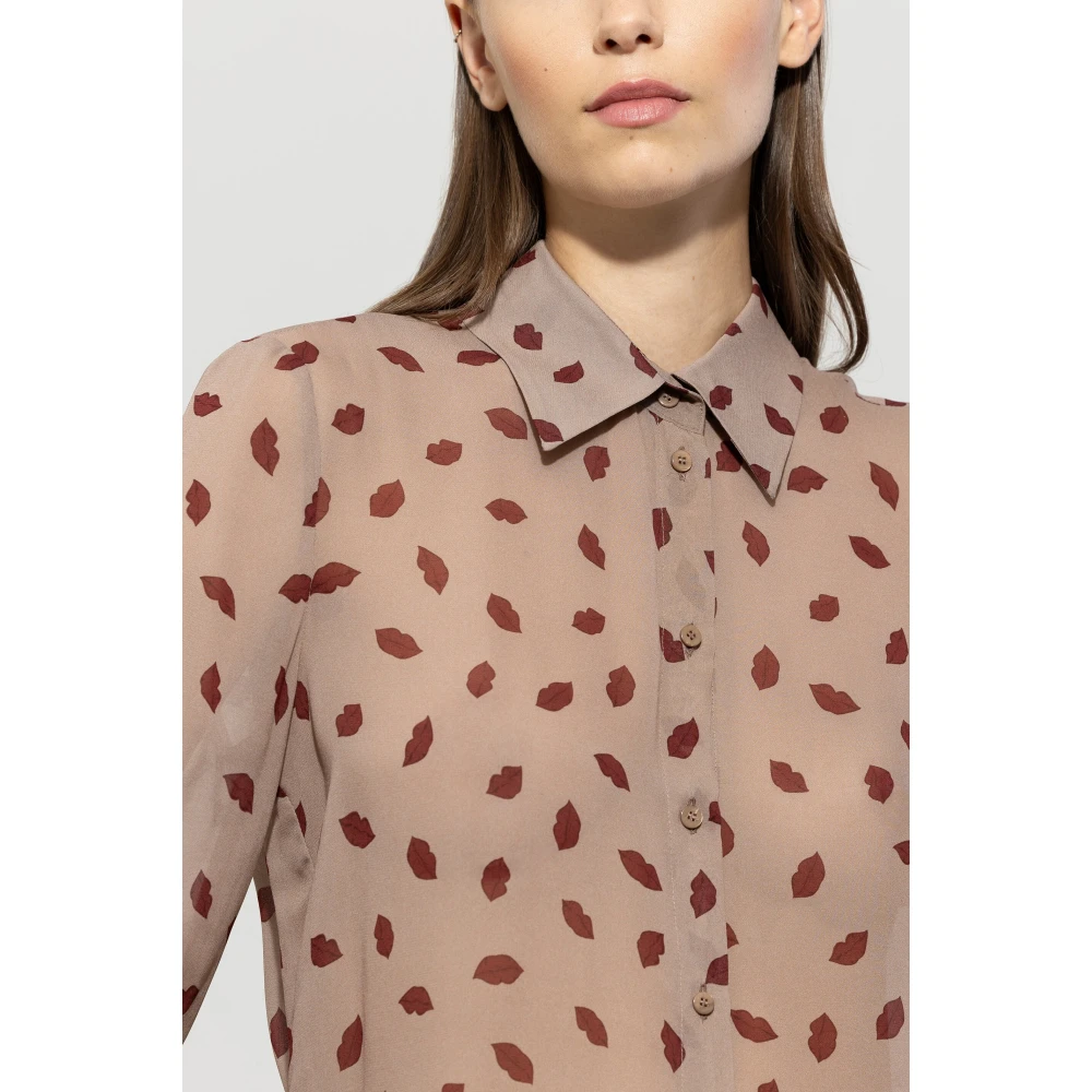 LUISA CERANO Lip Print Overhemdblouse Brown Dames