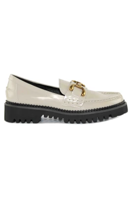 Beige Lackläder Loafer