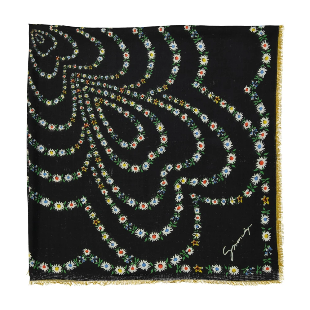 Givenchy Luxe Bloemenprint Cashmere Foulard Black Dames