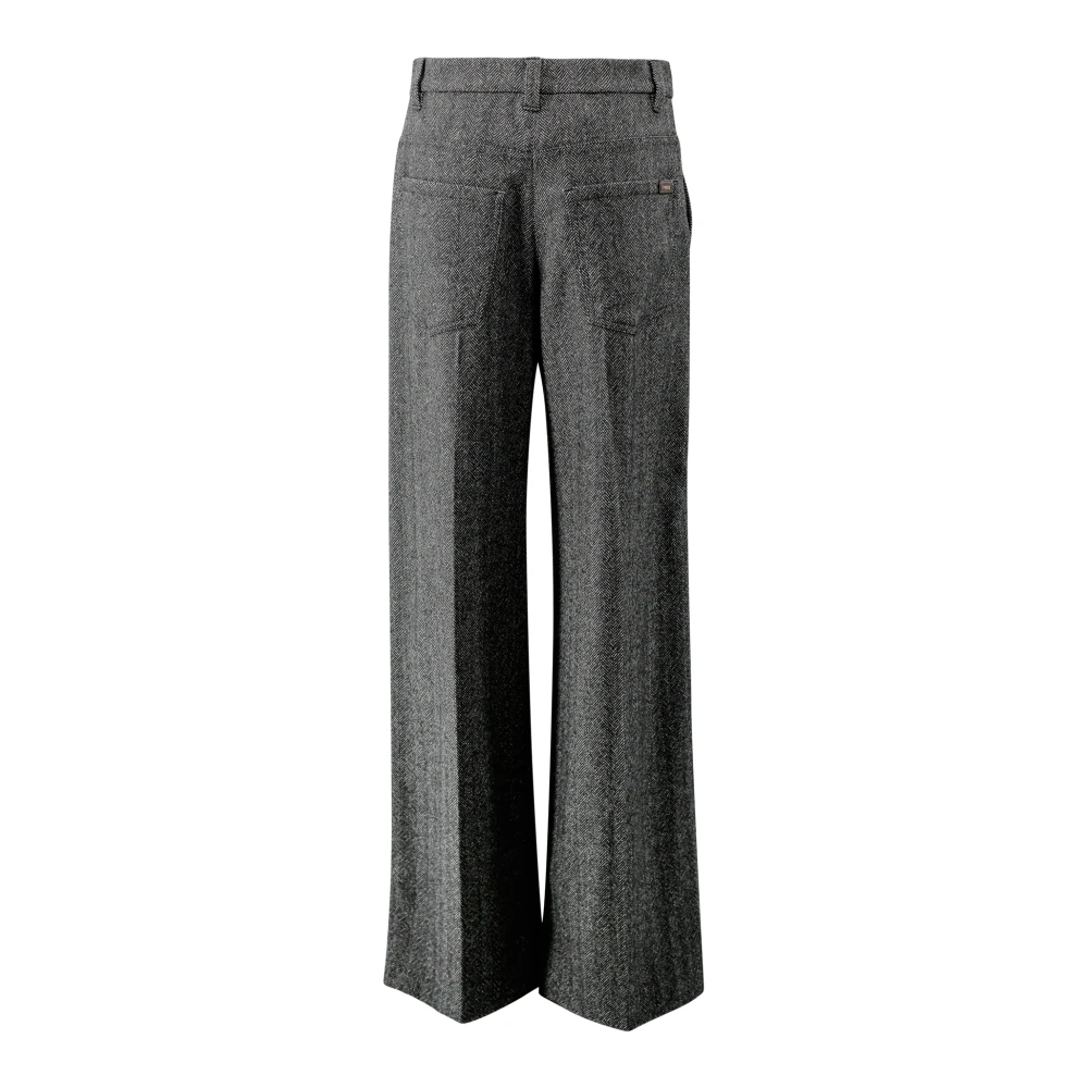 BRUNELLO CUCINELLI Zwarte Wollen Blend Herringbone Broek Black Dames