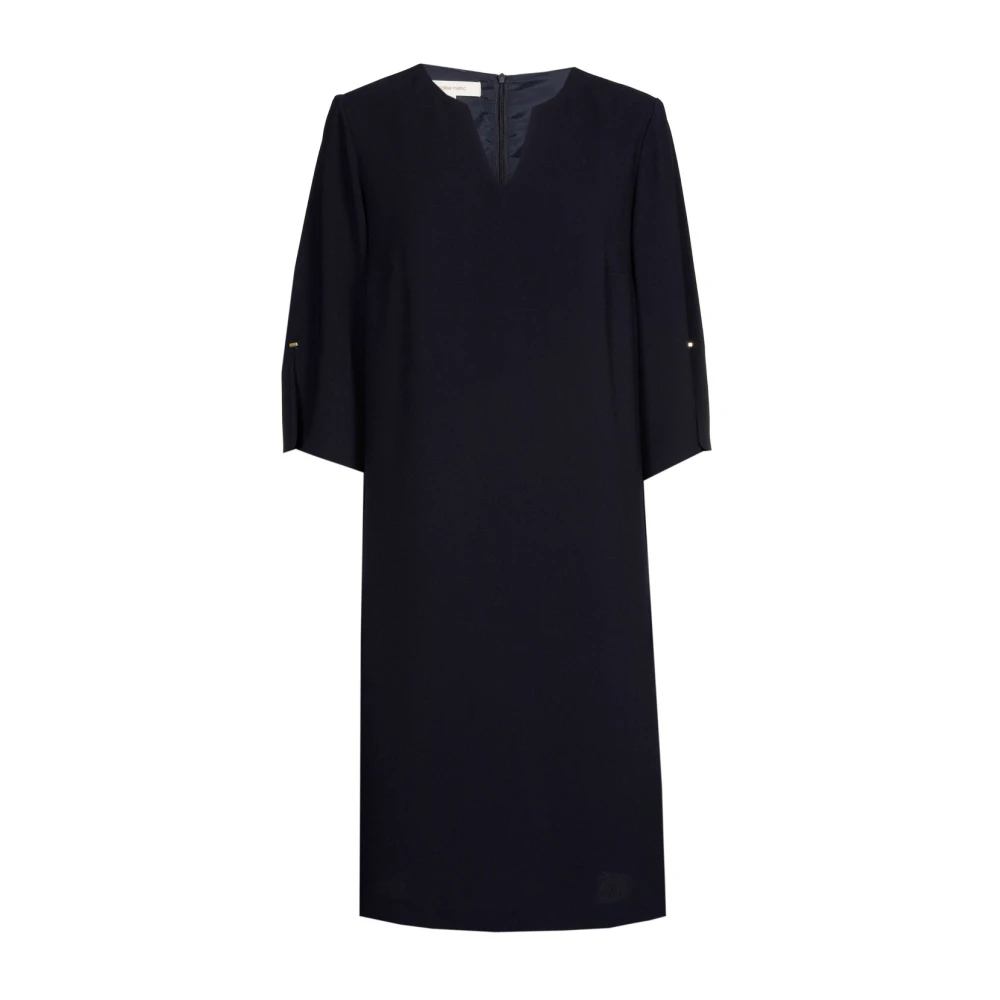 Marie Méro Elegante Blauwe V-Hals Jurk Blue Dames